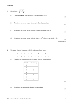 (a) Calculate the exact value of h when l = 0.03625 and d = 0.05.