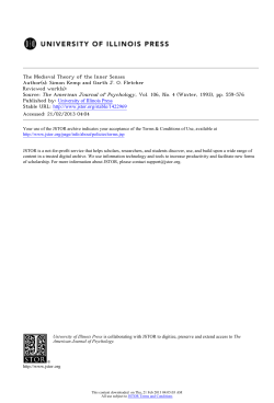 The Medieval Theory of the Inner Senses