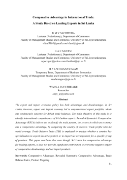 Comparative Advantage in International Trade: A Study Based on