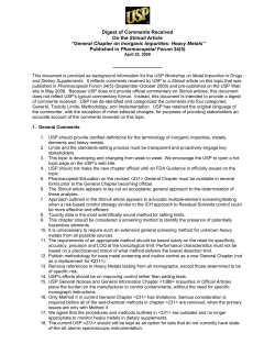 Metal Impurities Comment Summary