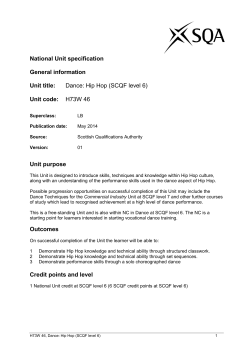 Dance: Hip Hop (SCQF level 6)