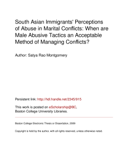 South Asian Immigrants` Perceptions of Abuse in Marital Conflicts