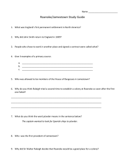 Roanoke/Jamestown Study Guide