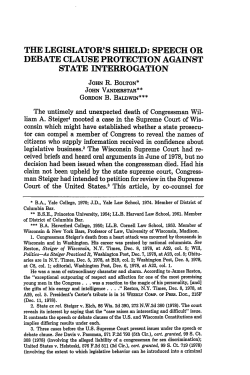 Speech or Debate Clause Protection Against State Interrogation