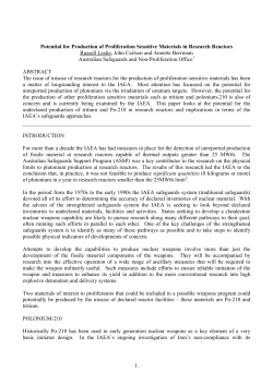 1. Potential for Production of Proliferation Sensitive Materials in