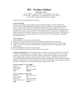 IFP &ndash; Ecology Syllabus - UGA Interdisciplinary Field Program