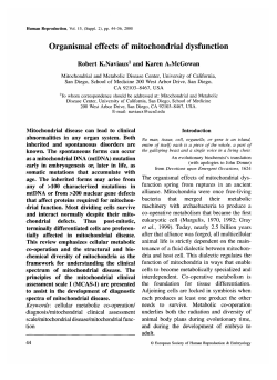 Organismal effects of mitochondrial dysfunction