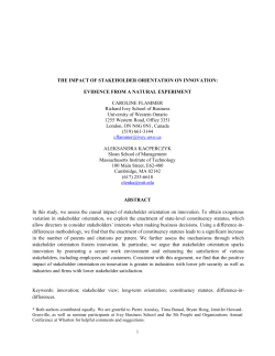 THE IMPACT OF STAKEHOLDER ORIENTATION ON INNOVATION