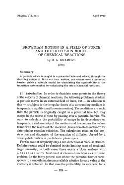 brownian motion in a field of force and the diffusion model of