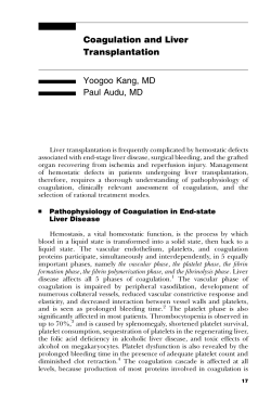 Coagulation and Liver Transplantation Yoogoo Kang