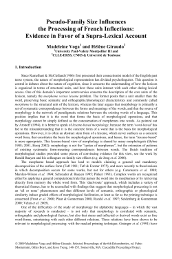 Pseudo-Family Size Influences the Processing of French Inflections