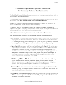 Dodd-Frank`s Burden on Community Banks