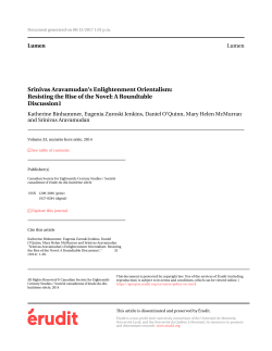 Srinivas Aravamudan`s Enlightenment Orientalism
