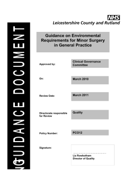 Guidance on Environmental Requirements for Minor Surgery in