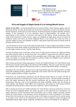 Price and Supply of Staple Goods D-2 to Fasting Month