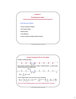 Handout 5 The Reciprocal Lattice Fourier Transform (FT) of a 1D