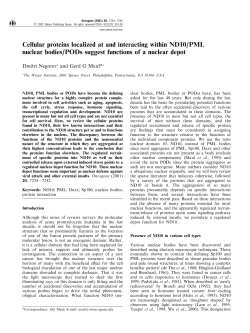 Cellular proteins localized at and interacting within ND10