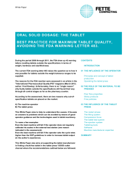 oral solid dosage: the tablet best practice for