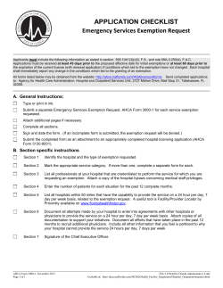 APPLICATION CHECKLIST Emergency Services Exemption Request