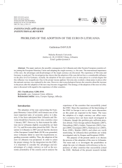Problems of the AdoPtion of the euro in lithuAniA