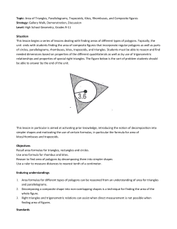 Topic: Area of Triangles, Parallelograms, Trapezoids, Kites