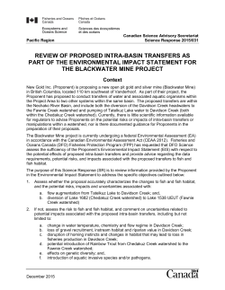 Review of proposed Intra-basin Transfers as part of