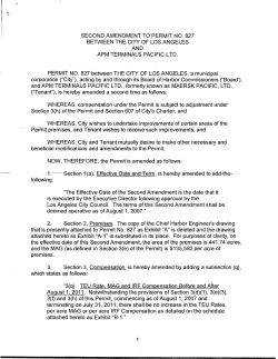 SECOND AMENDMENT TO PERMIT NO. 827 BETWEEN THE CITY