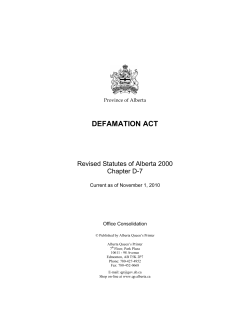 defamation act - Alberta Queen`s Printer