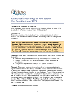 Revolutionary Ideology in New Jersey: The Constitution of 1776