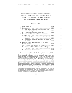 the comprehensive nuclear test ban treaty: current legal status in the