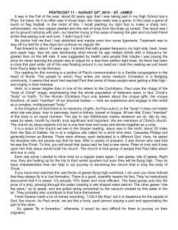PENTEC0ST 11 &ndash; AUGUST 24th, 2014 &ndash; ST. JAMES` It was in the