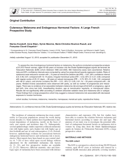 Cutaneous Melanoma and Endogenous Hormonal Factors: A Large