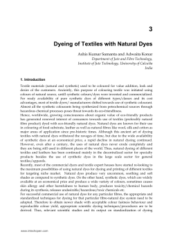 Dyeing of Textiles with Natural Dyes