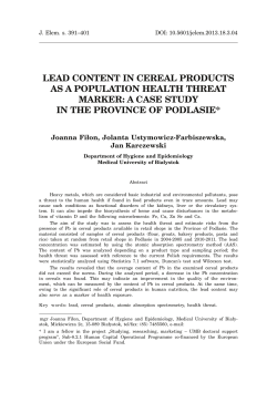 lead content in cereal products as a population health threat marker