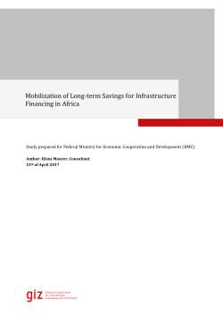 Mobilization of Long-term Savings for Infrastructure Financing in Africa