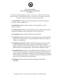 the Code of Ethics of the National Guild of Hypnotists
