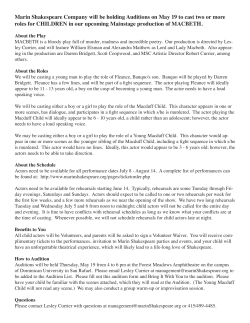 Marin Shakespeare Company will be holding Auditions on May 19