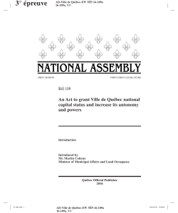 An Act to grant Ville de Qu&eacute;bec national capital status and increase