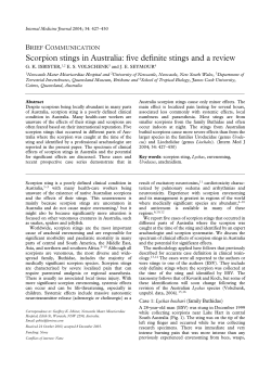 Scorpion stings in Australia: five definite stings and a review