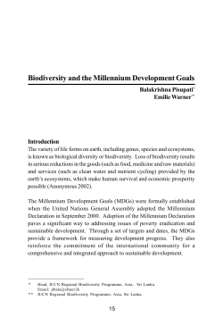 Biodiversity and the Millennium Development Goals