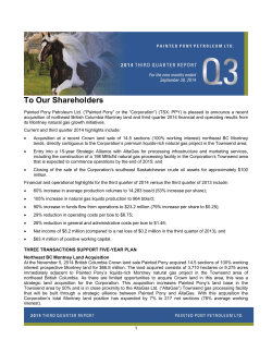 To Our Shareholders - Painted Pony Petroleum