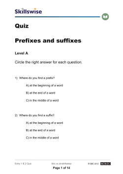 Quiz Prefixes and suffixes