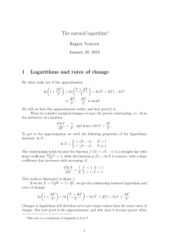 The natural logarithm 1 Logarithms and rates of change