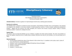 Disciplinary Literacy Close Reading of Complex Texts in the