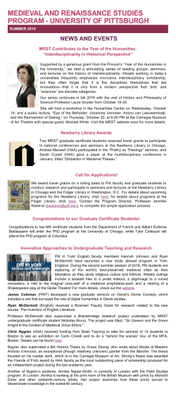 2016 summer newsletter - Medieval and Renaissance Studies