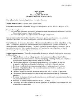 Quantitaive Analysis (CHE 231-001)