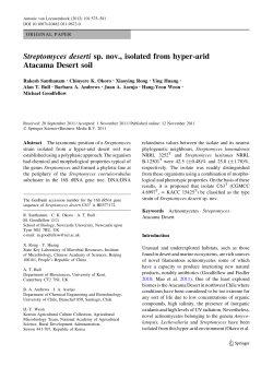 Streptomyces deserti sp. nov., isolated from hyper