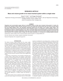Mass and volume growth of larval insect