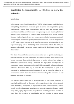 Quantifying the immeasurable: A reflection on sport, time and media