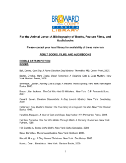 For the Animal Lover: A Bibliography of Books, Feature Films, and
